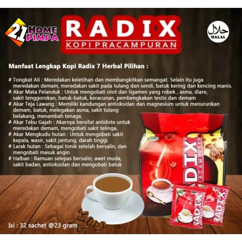 

Bonus parfum| Kopi Asli sinergi 7 herba Radix Original 1 pack isi 32 sachet