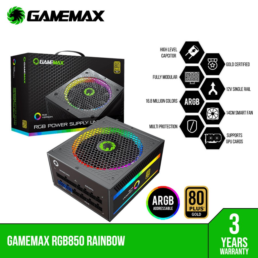 Power Supply Gaming Gamemax 850Watt RGB Modular - PSU 850w