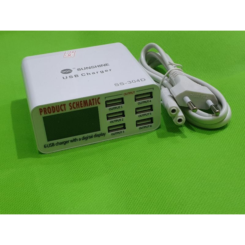 USB CHARGER SUNSHINE SS-304D OUTPUT 6 PORT / SS034D / TOOLS / TOOL ALAT BATERAI