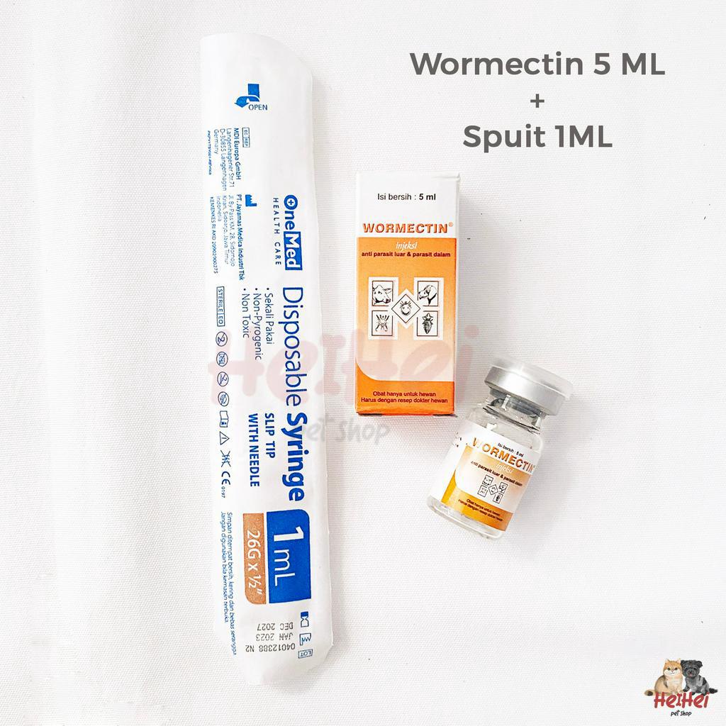 Wormectin + Free Spuit - Obat Cacing Kutu Tungau Caplak Parasit Hewan Kucing Anjing 2ml 5ml - Obat Cacing Anabul - Pet Tick Flea