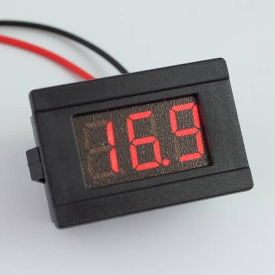 MINI DC VOLTMETER DENGAN FRAME 0.36&quot; 4.5-30V DC 2 KABEL VOLT METER - MERAH