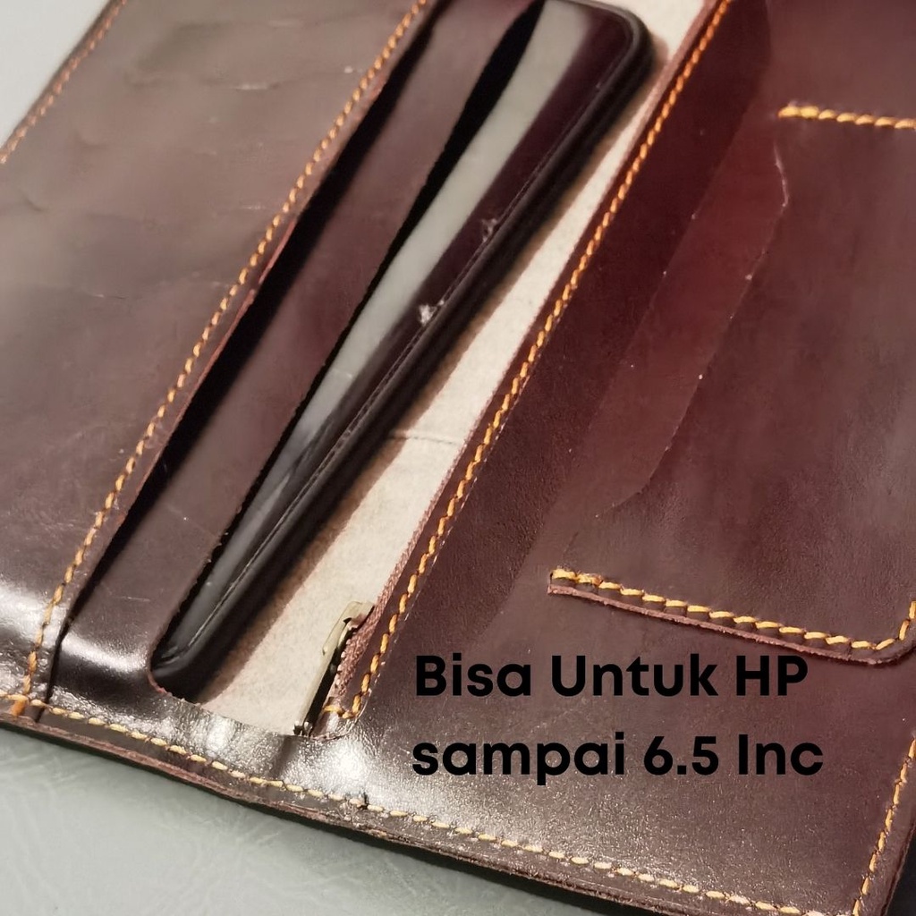 Dompet kulit asli Panjang Type Polkadot