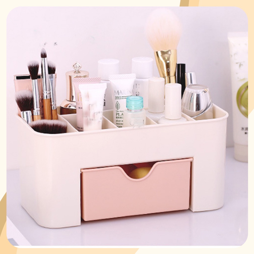 Rak Kosmetik Plastik Mini / Rak Perhiasan / Organizer Kosmetik Multifungsi Dengan Laci Kotak Serbaguna Rak Meja Tempat Organizer Make Up Brush Skincare Murah