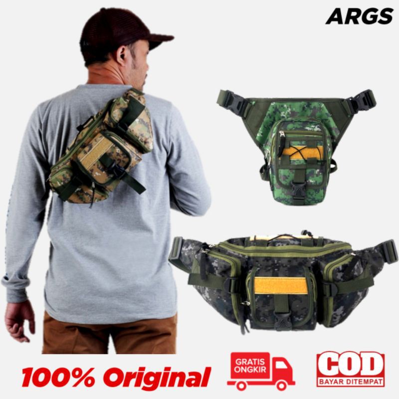 ARG Tas Selempang Pria Sling Bag Army Tactical Waist Bag Dada Cowok Loreng Hp Kecil Paha Pinggang