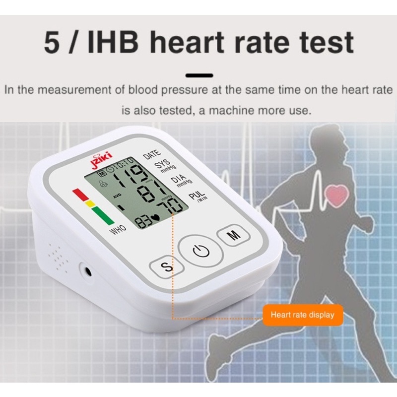 JZIKI Tensimeter Digital Bersuara Lengan Atas Alat Ukur Tekanan Darah Test Detak Jantung