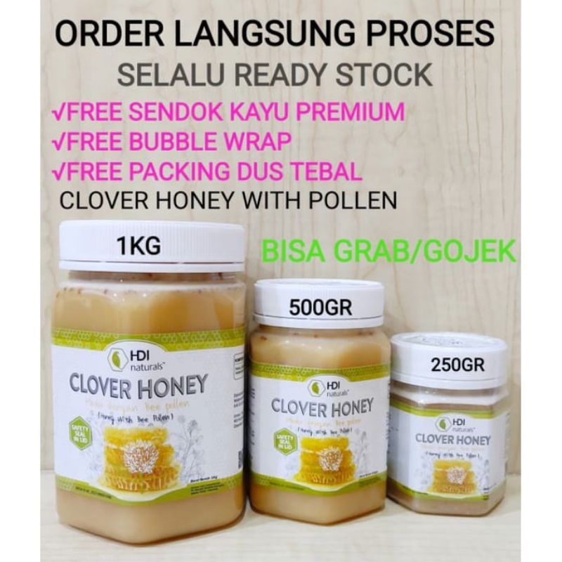 CLOVER HONEY NEW ZEALAND 1KG 500GR 250GR madu Clover honey with bee pollen