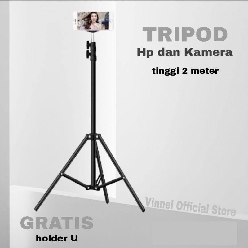 Tripod hp dan Kamera Universal 1 Meter &amp; 2 Meter Free Holder U