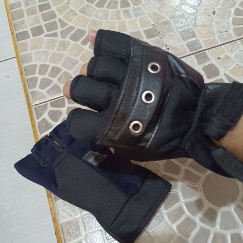 Satu Pasang Sarung Tangan Motor Half Finger Setengah Jari Bagus Murah Pria