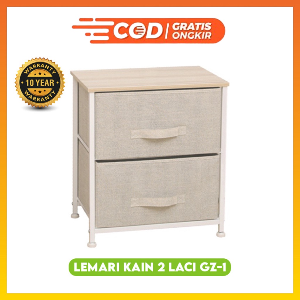 COD Murah Lemari Sisi Ranjang Lemari 2 Laci Kain Lemari Penyimpanan lemari murah GZ-1 WHFURNITURE