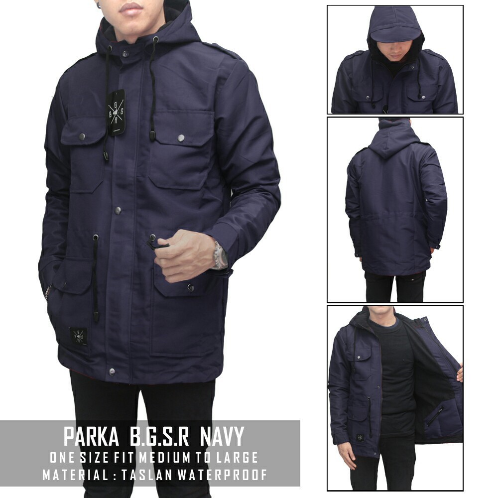 Jaket Parka Waterproof BGSR Pria Premium Anti air Merah Marun