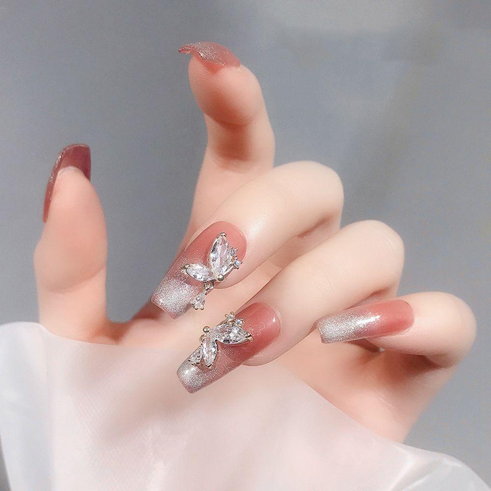 AUGUSTINA Agustin 3D Dekorasi Nail Art Elegan Datar Emas Perak Hiasan Kuku DIY Perlengkapan Nail Art Zirkon Kuku Berlian Imitasi