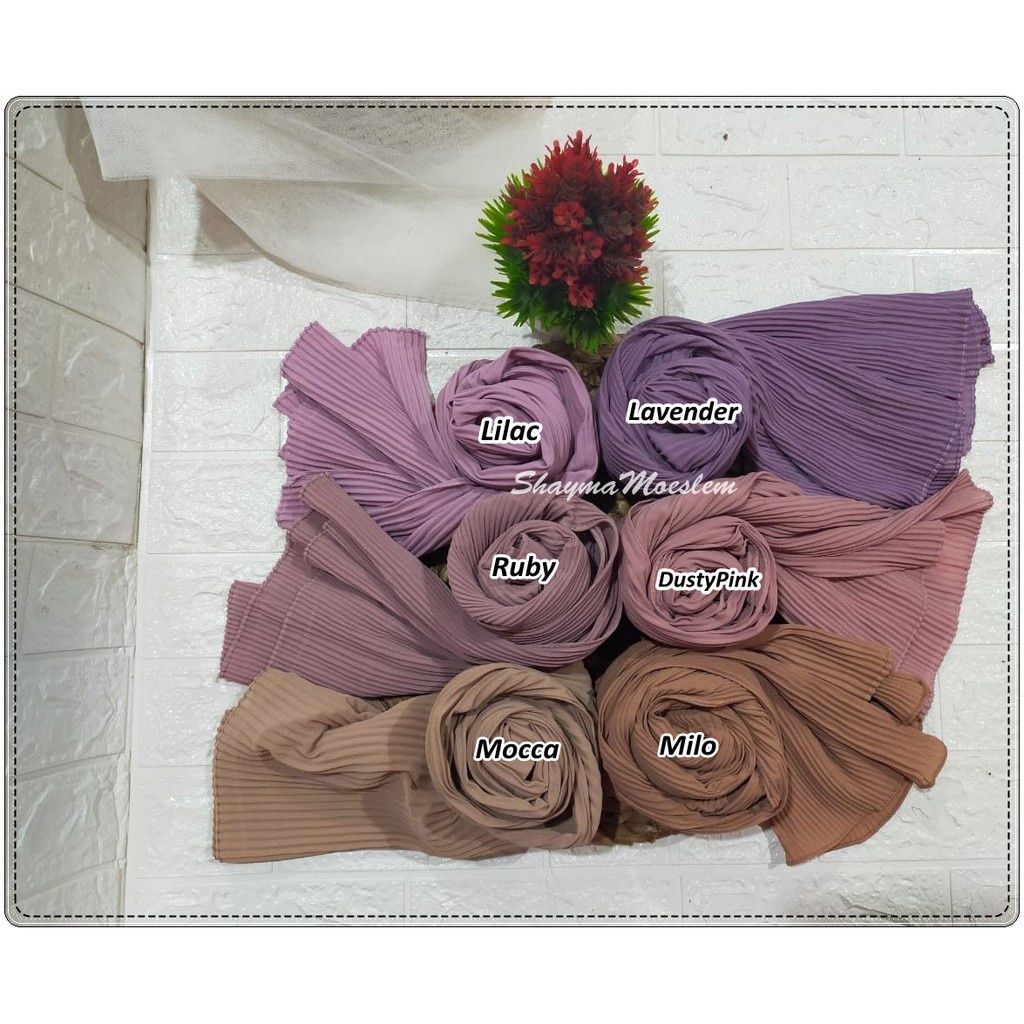 Pashmina Plisket Instan Zipper Resleting Ceruty Babydoll 175x75cm