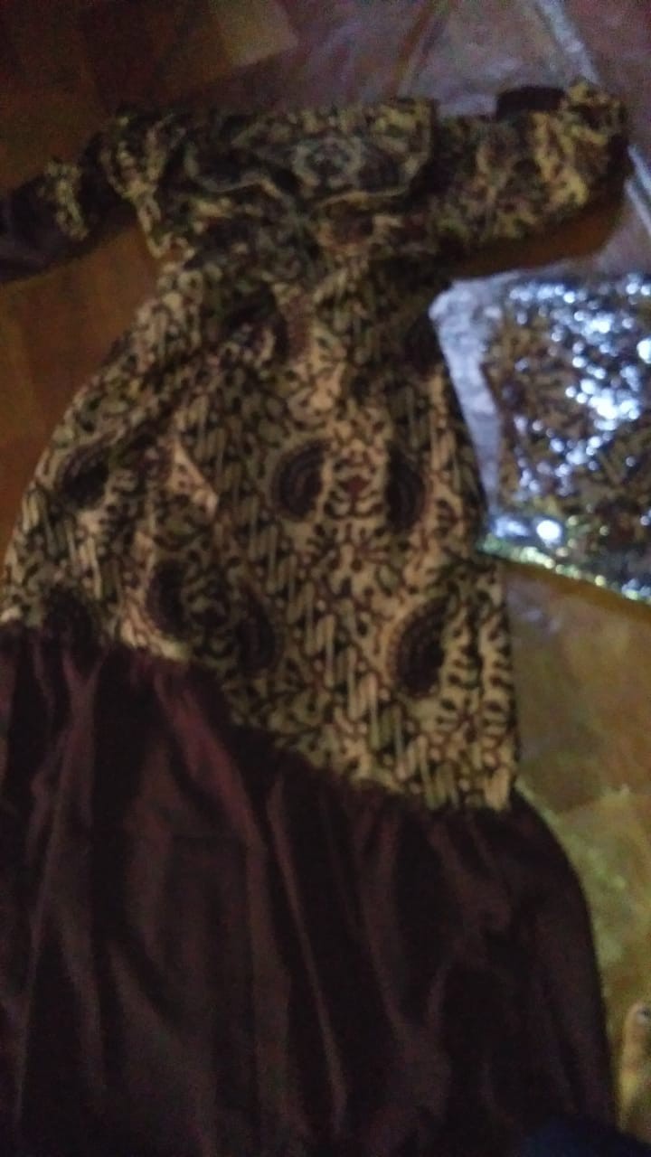 Batik Couple Keluarga Sania Ruffle Ori Ndoro Jowi Dnt Motif Rampel Coklat