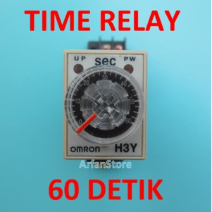 TDR 60 Detik Time Delay Relay Timer Penunda Waktu AC 220V H3Y-2 Omron