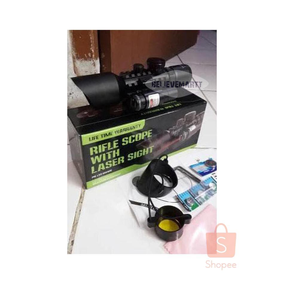 TEROPONG TPO2G1953 BARANG TOP TELE RIFLE SCOPE M9 310X42 E RED LASER MERAH