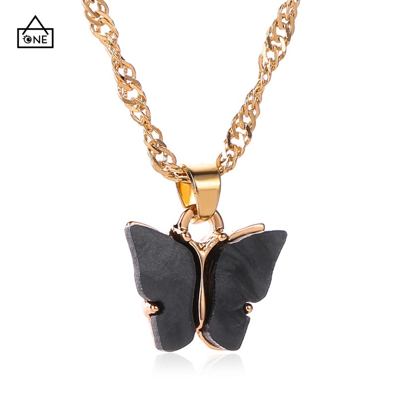 ✨COD✨Kalung Korea Rantai Wanita Liontin Kupu Biru Simple Necklace Klavikula A one