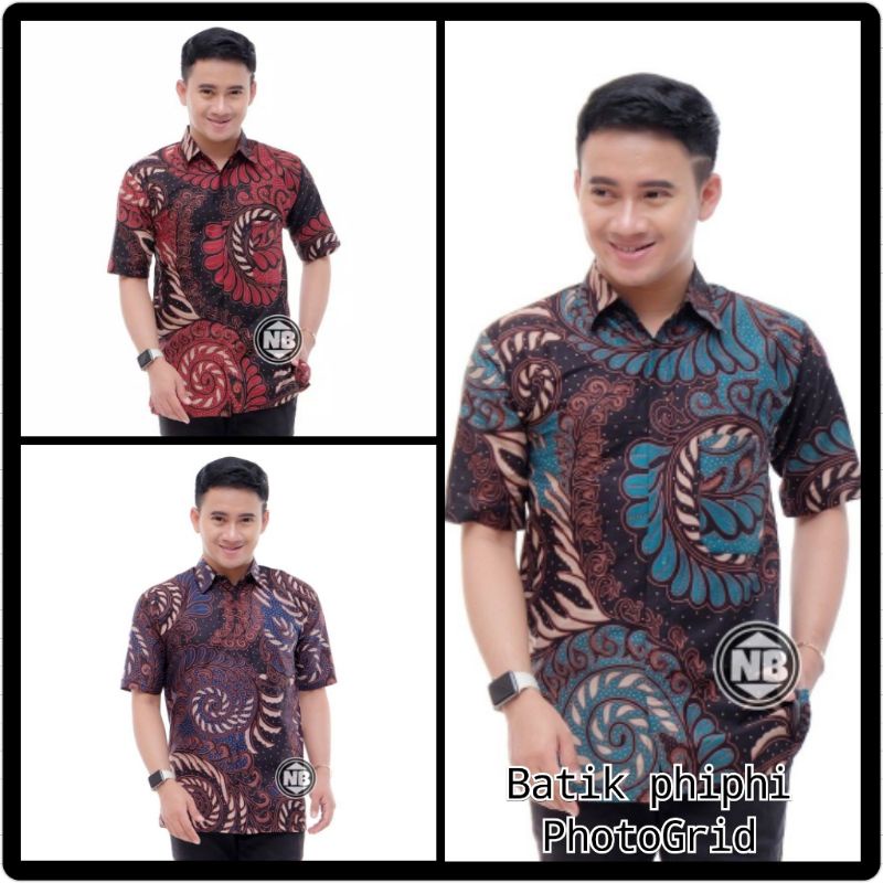 Kemeja Batik Pria Lengan Pendek Keong Mas Size M, L, XL ( ORIGINAL )