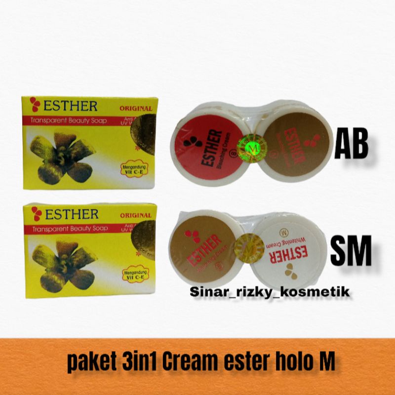 Paket 3in1 Cream ESTHER Holo M Tambah Sabun