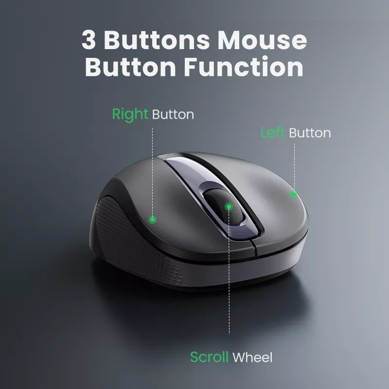 Ugreen Wireless Silent Mouse 2400 DPI Optical 2.4G Ergonomic Mouse