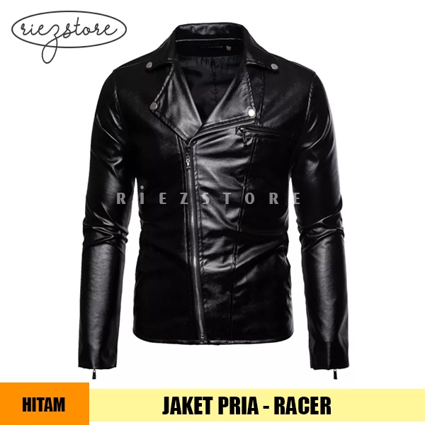 RZS x RACER - Jaket Kulit Sintetis Viena Pria Biker Motor Bahan Faux Synthetic Leather Premium Origi