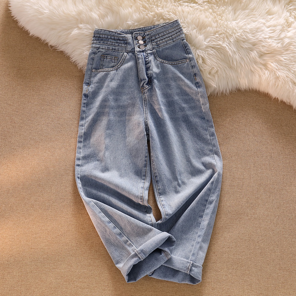 2022 Korea Style High Waist Straight  Celana Jeans Panjang Wanita Import（realpict）