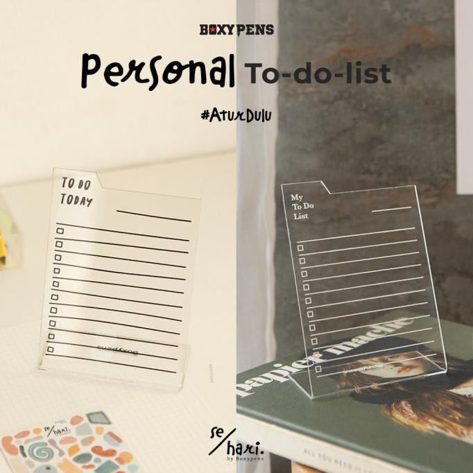 

✨BISA COD✨ Acrylic Package Personal To-do-list Standing - White 5 sticker, none