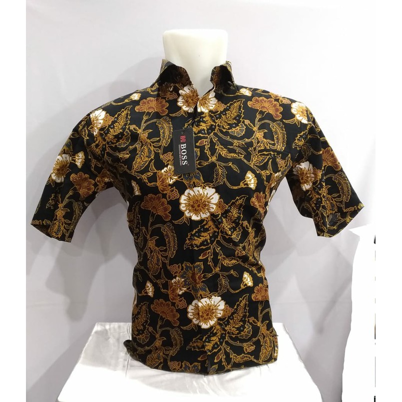 kemeja Batik Boss reguler fit Pendek Motif Bunga Melati