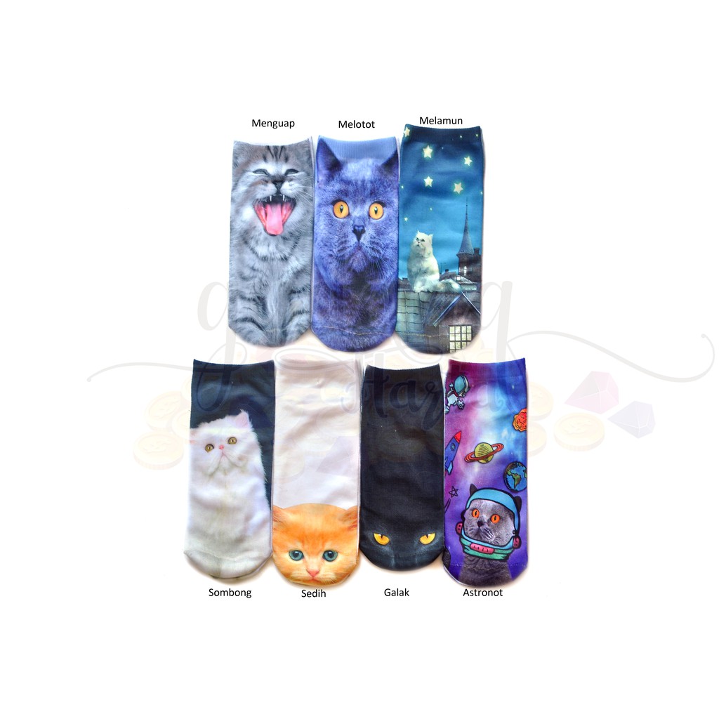 Kaos Kaki Wanita 3d Kucing Cat Lucu Unik Gh 103160 Shopee Indonesia