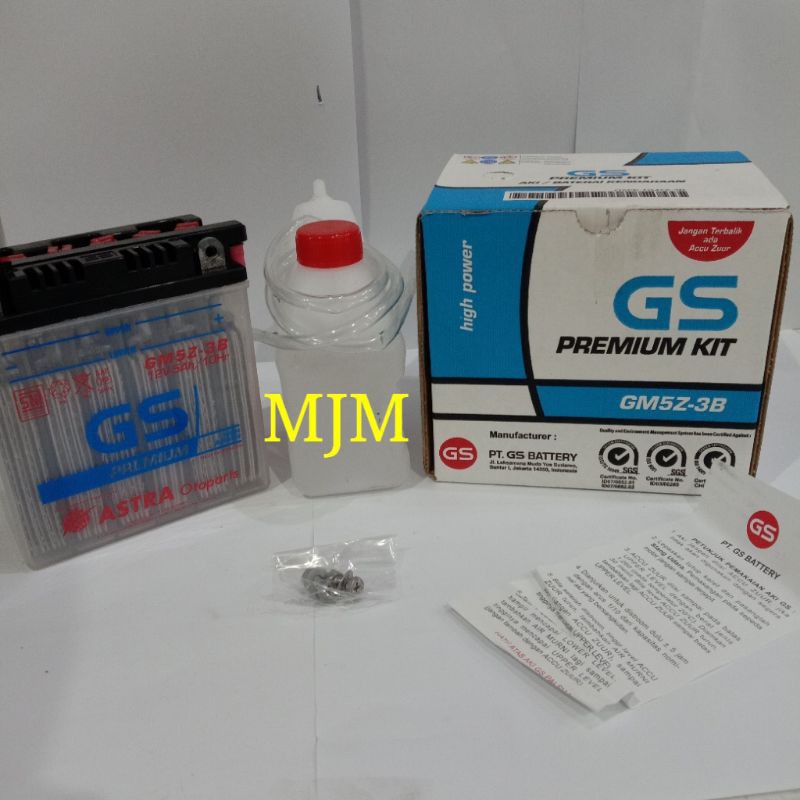 ACCU/AKI MOTOR GS PREMIUM KIT GM5Z-3B (BASAH/AIR)