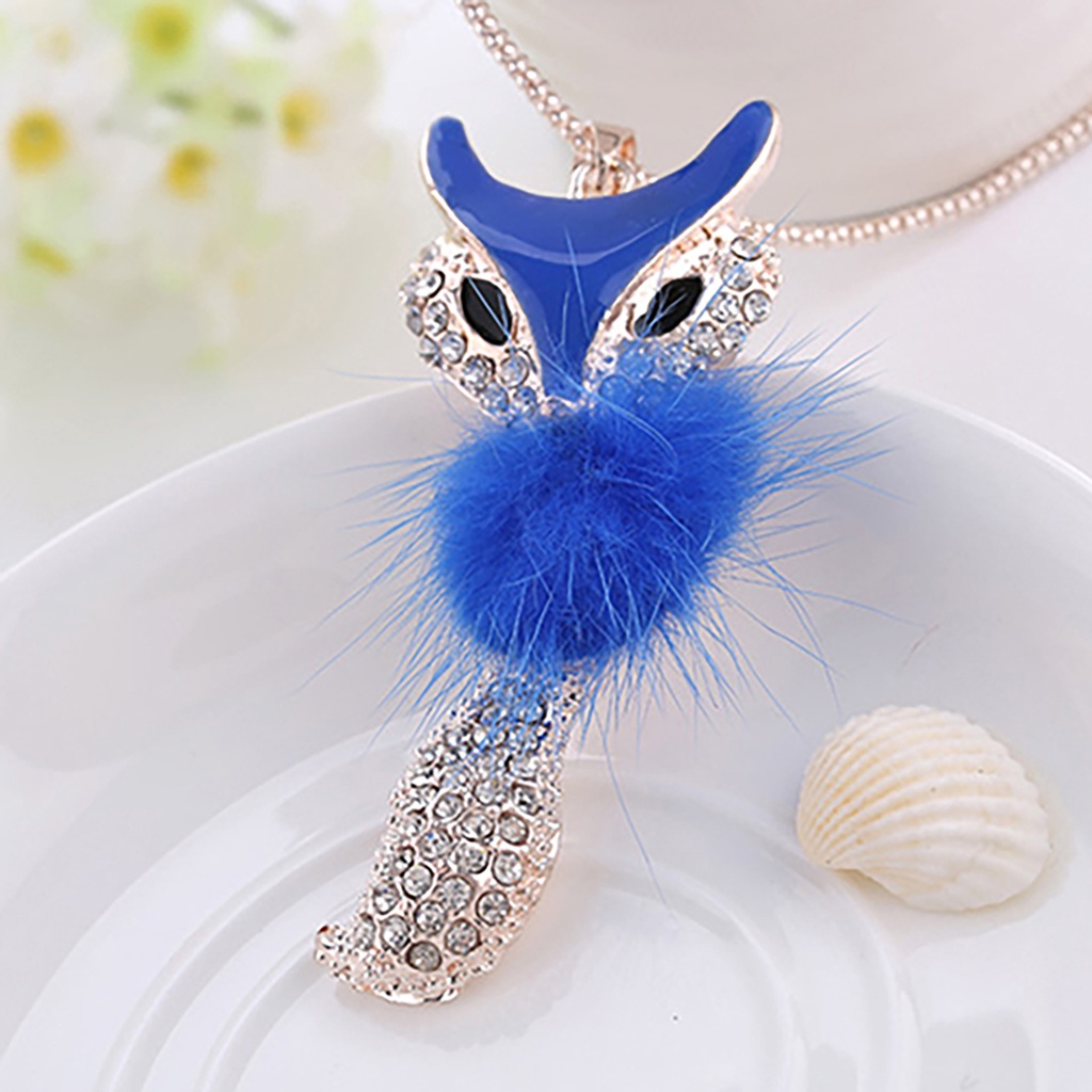 Hu Hu Hu Hu Hu Alat Bantu Pasang Kacamata♡ Kalung Rantai Panjang Liontin Rubah Lucu Hias Berlian Imitasi Untuk Wanita