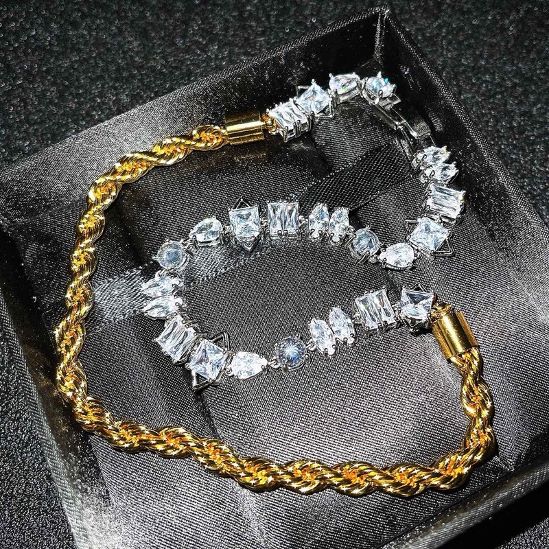 Fashion Creative Two-Color Electroplating Necklace High Carbon Diamond Heavy Industry Bracelet