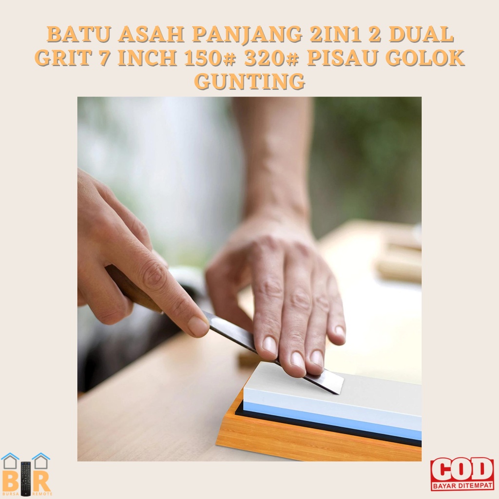 Batu Asah Panjang DUAL GRIT 7 INCH 150# 320# PISAU GOLOK GUNTING