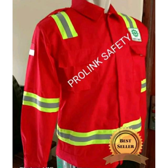 SERAGAM BAJU SAFETY HSE MERAH SCOTLIGHT DOBLE LEBAR