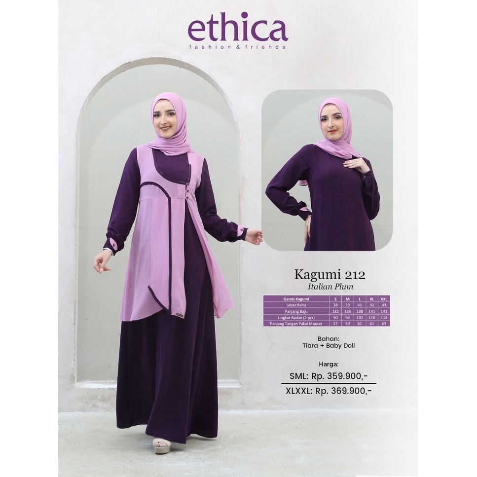 DRESS ONLY ETHICA ORIGINAL KAGUMI 212 GAMIS DEWASA ITALIAN PLUM FASHION TERBARU 2022 SARIMBIT ETHICA