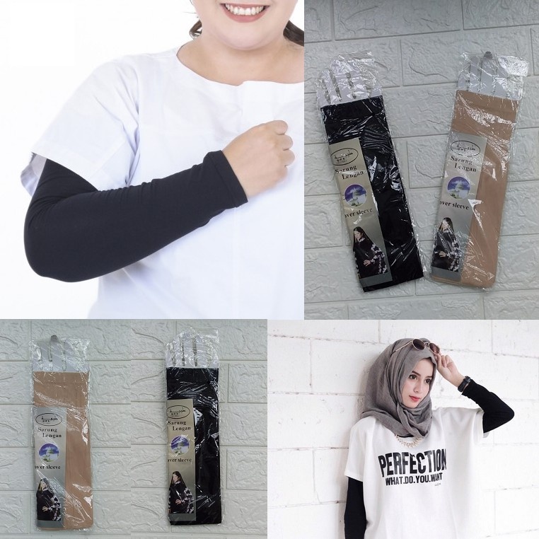 Manset Tangan Polos Tebal Hitam Putih dan Coklat / Cream Deker dekker tangan / Handsock Lubang jempol murah