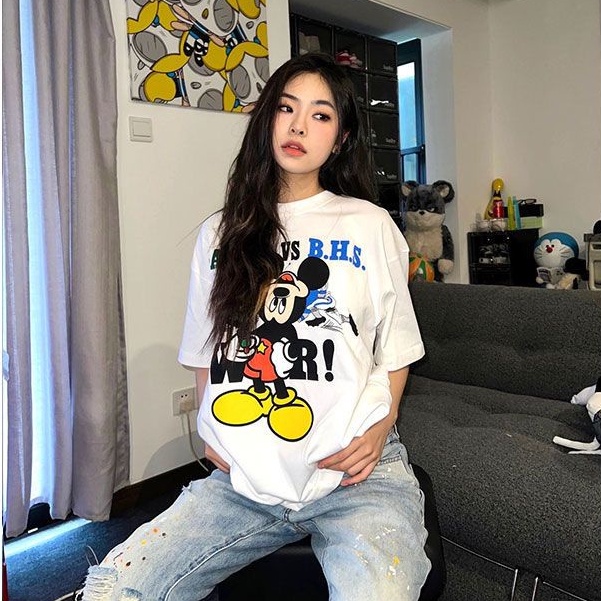 THISTLE - Oversize Tee Tshirt Wanita Model Longgar Motif Mickey Vintage