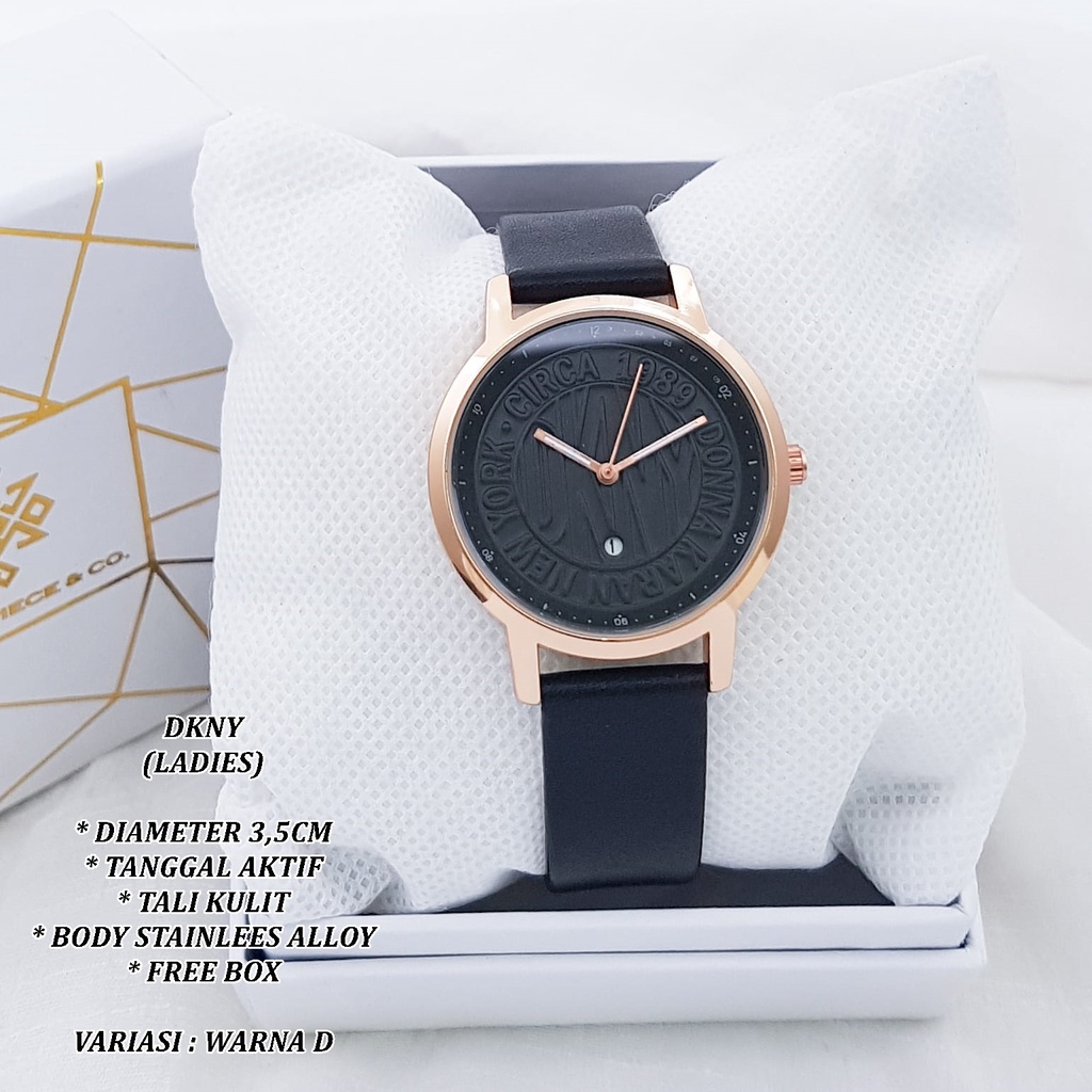 (FREE BOX) JAM TANGAN WANITA FASHION TALI KULIT BODY BULAT TANGGAL AKTIF