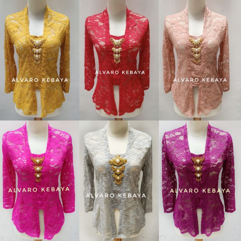 Atasan kebaya jadi brukat halus strait melar -  kutubaru stretch brokat modern real pict ready stock langsung pakai brukat halus best seller cantik murah kondangan wisuda baju jawa wanita tradisional-1
