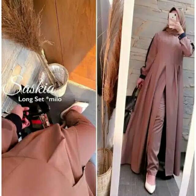 saskia long set / setelan wanita / one set wanita / setelan terbaru / tunik panjang / setelan murah