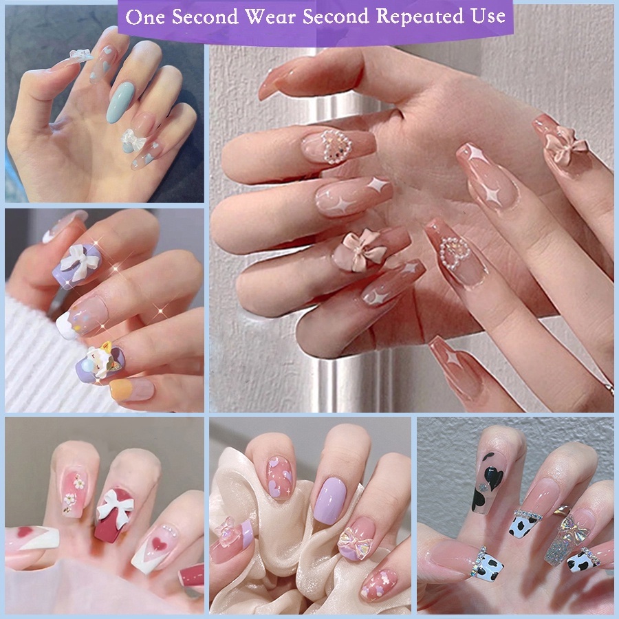 24 Pcs Kuku Palsu 3D Kuku Palsu Nail Art