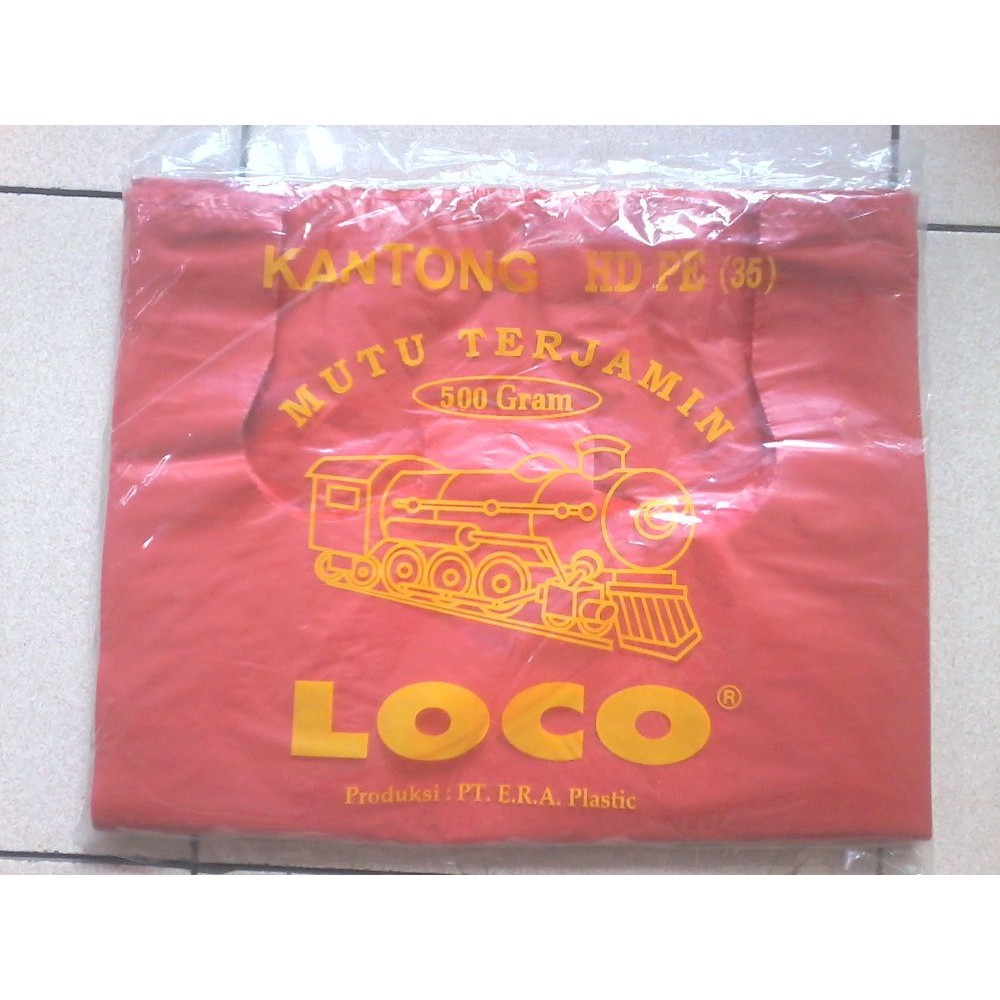 Kantong Plastik  LOCO warna merah  Tebal Ukuran 35 