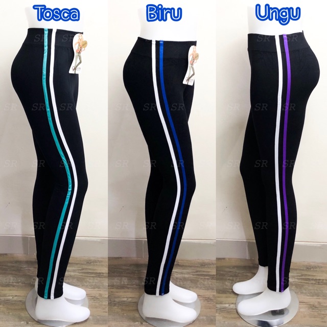 Legging Panjang List Pita Samping Warna Import Melar Jumbo