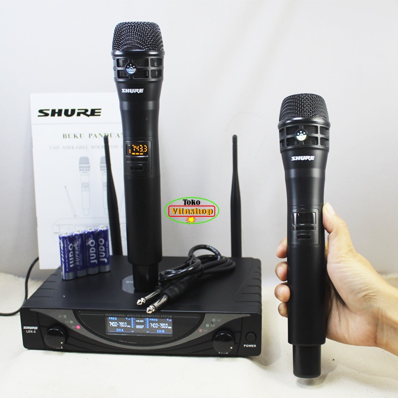 MICROPHONE WiIRELESS SHURE LDX-2 PP MIC WERLES 2 HANDLE MIK ARAOKE