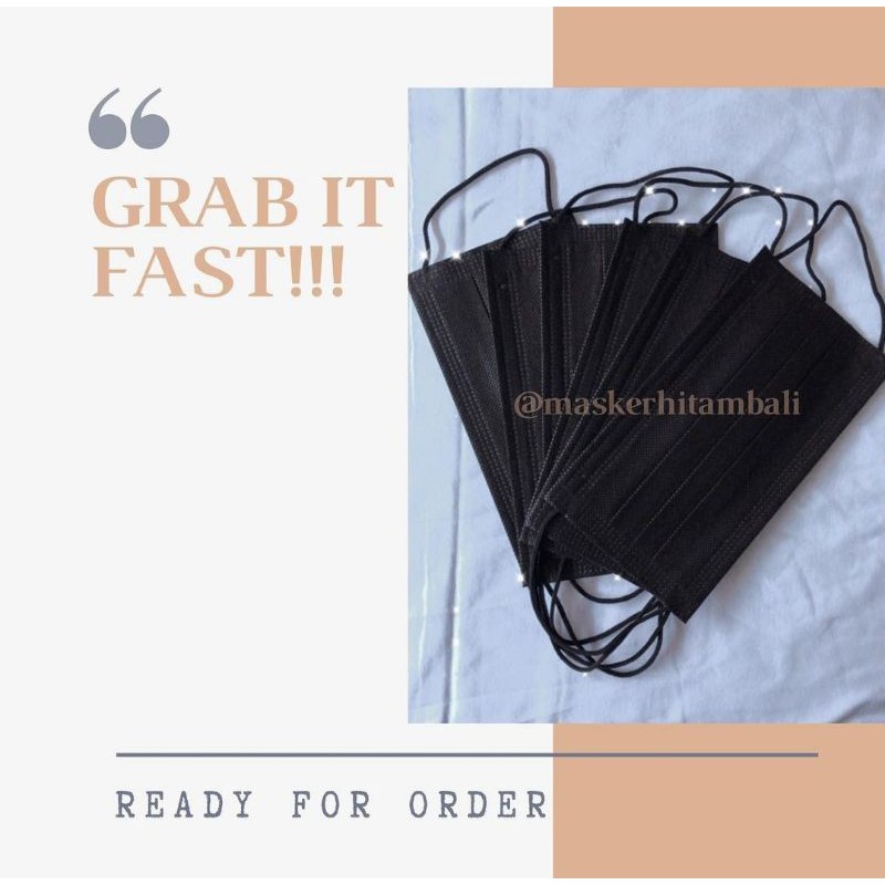 MASKER HITAM 3PLY - Masker Medis 1Box 50pcs (BISA GROSIR)