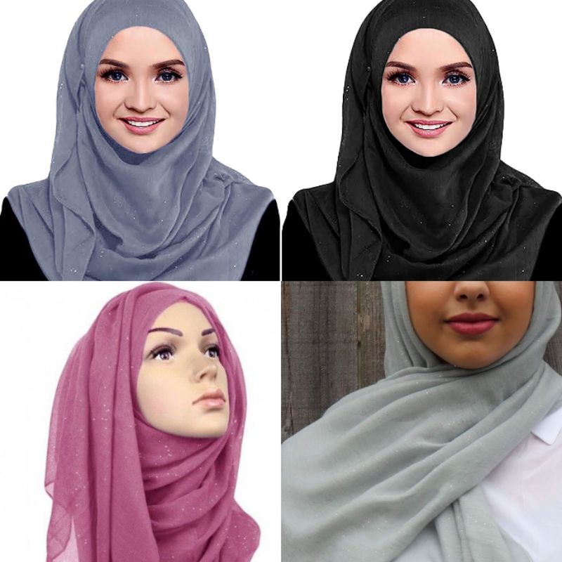 Pasmina Wringkle Glitter Viscose Pashmina Murah