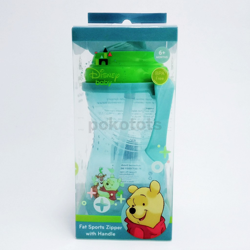 Disney Baby Sports Zipper with Handle Training Cup Straw Bottle Botol Minum Sedotan Anak