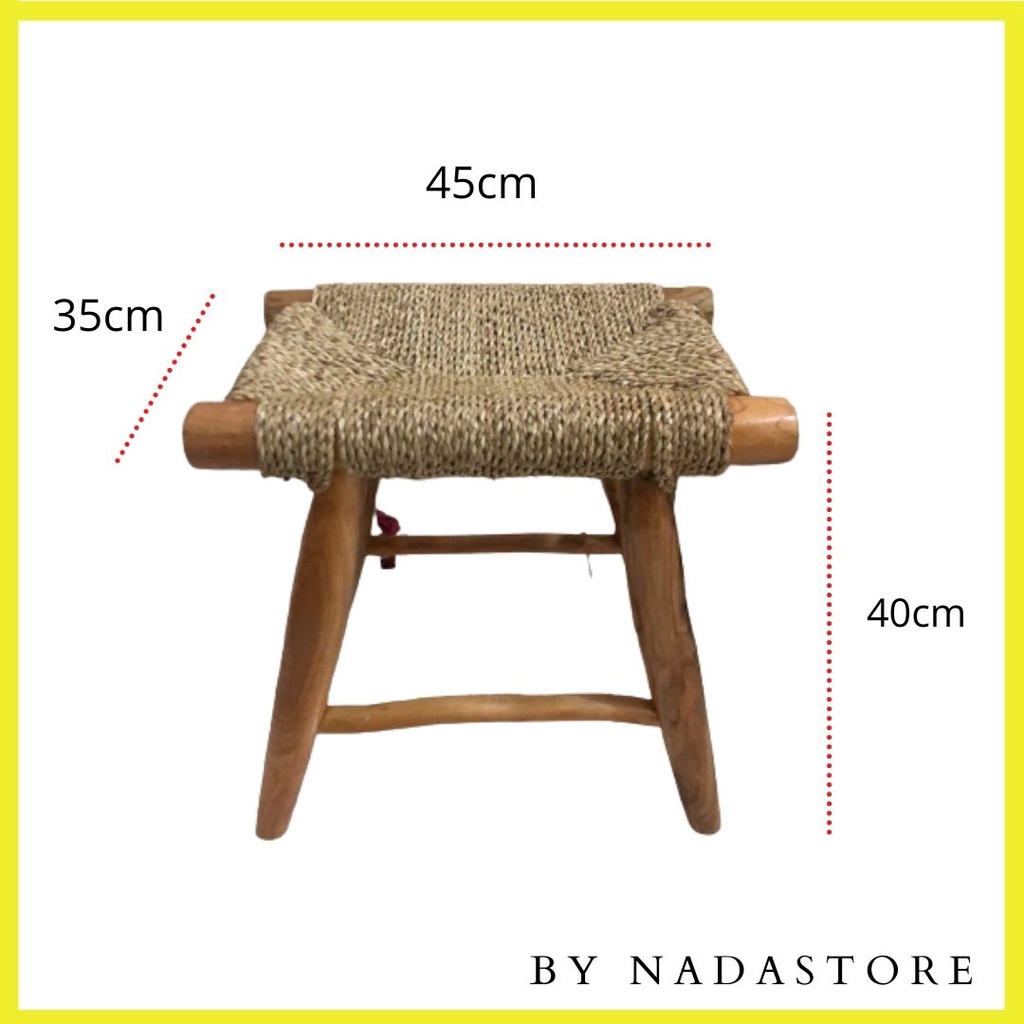 Recta Stool Seagrass / kursi / bangku Kotak Anyaman Enceng gondok / Stool Seagrass Rectangle Esthetic