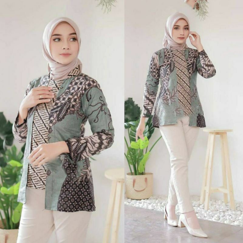 Baju Batik Wanita Modern M L XL XXL Atasan Batik Kerja Wanita Blouse Batik Kantor Batik Modern Seragam Batik