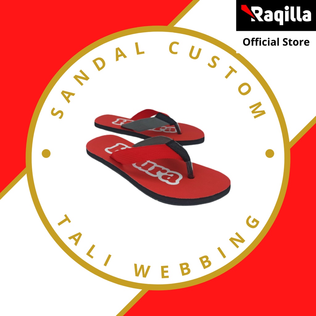 Sandal Jepit Custom Nama Tali Webbing Merah Editions