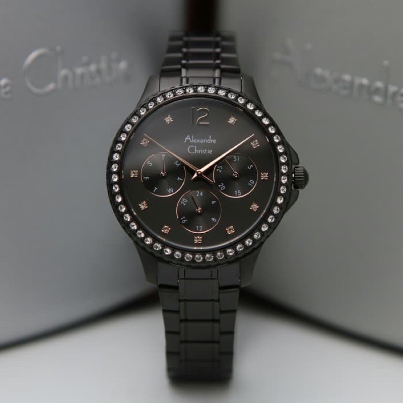 JAM TANGAN WANITA ALEXANDRE CHRISTIE AC 2768 / AC2768 FULL BLACK ORIGINAL